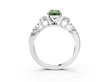 White gold Fancy Green Emerald  Three-Stone Diamond Ring with Pavé Split Shank and Four-Prong Setting_66