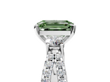 White gold Fancy Green Emerald  Three-Stone Diamond Ring with Pavé Split Shank and Four-Prong Setting_67
