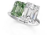 White gold Fancy Green Emerald  and Emerald Cut Toi Moi Ring with Prong Setting_46