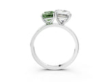White gold Fancy Green Emerald  and Emerald Cut Toi Moi Ring with Prong Setting_48
