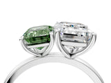 White gold Fancy Green Emerald  and Emerald Cut Toi Moi Ring with Prong Setting_50