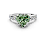 White gold Fancy Green Heart  Brilliant Cut Diamond Engagement Ring with Pavé Band and Four-Prong Setting_29