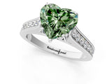 White gold Fancy Green Heart  Brilliant Cut Diamond Engagement Ring with Pavé Band and Four-Prong Setting_31