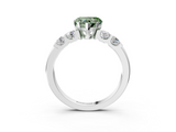 White gold Fancy Green Heart  Brilliant Cut Diamond Five-Stone Prong Set Engagement Ring with Channel Band_3