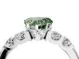 White gold Fancy Green Heart  Brilliant Cut Diamond Five-Stone Prong Set Engagement Ring with Channel Band_4