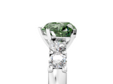 White gold Fancy Green Heart  Brilliant Cut Diamond Five-Stone Prong Set Engagement Ring with Channel Band_5