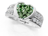 White gold Fancy Green Heart  Brilliant Diamond Channel Set Wide Band Ring with Bezel Setting_1