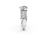 White gold Fancy Green Heart  Brilliant Diamond Channel Set Wide Band Ring with Bezel Setting_2