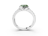 White gold Fancy Green Heart  Brilliant Diamond Channel Set Wide Band Ring with Bezel Setting_3