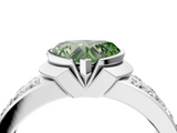 White gold Fancy Green Heart  Brilliant Diamond Channel Set Wide Band Ring with Bezel Setting_4