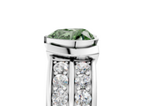 White gold Fancy Green Heart  Brilliant Diamond Channel Set Wide Band Ring with Bezel Setting_5