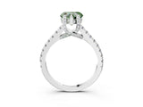White gold Fancy Green Heart  Brilliant Diamond Solitaire with Pavé Band and Four-Prong Setting 3
