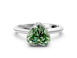 White gold Fancy Green Heart  Brilliant Solitaire Engagement Ring with Six-Prong Setting and Classic Band