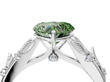 White gold Fancy Green Heart  Brilliant Solitaire with Leaf Motif Band and Four-Prong Setting_56