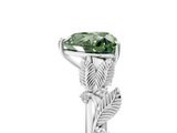 White gold Fancy Green Heart  Brilliant Solitaire with Leaf Motif Band and Four-Prong Setting_57