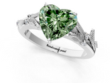 White gold Fancy Green Heart  Brilliant Solitaire with Leaf Motif Band and Four-Prong Setting_57
