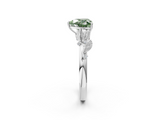 White gold Fancy Green Heart  Brilliant Solitaire with Leaf Motif Band and Four-Prong Setting_58