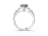 White gold Fancy Green Heart  Brilliant Solitaire with Leaf Motif Band and Four-Prong Setting_59
