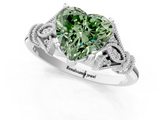 White gold Fancy Green Heart  Brilliant Solitaire with Pave Band and Four-Prong Setting_1