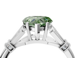 White gold Fancy Green Heart  Brilliant Solitaire with Pave Band and Four-Prong Setting_4