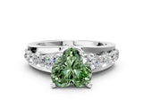 White gold Fancy Green Heart  Brilliant Solitaire with Side Stones on a Pave Band and Four-Prong Setting_24