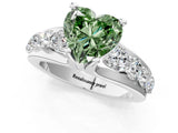 White gold Fancy Green Heart  Brilliant Solitaire with Side Stones on a Pave Band and Four-Prong Setting_25