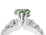 White gold Fancy Green Heart  Brilliant Solitaire with Side Stones on a Pave Band and Four-Prong Setting_28