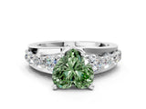 White gold Fancy Green Heart  Brilliant Solitaire with Side Stones on a Pave Band and Four-Prong Setting_53