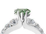 White gold Fancy Green Heart  Brilliant Solitaire with Side Stones on a Pave Band and Four-Prong Setting_58