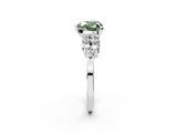 White gold Fancy Green Heart  Cluster Diamond Engagement Ring with Pavé Band and Four-Prong Setting_2