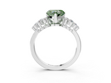 White gold Fancy Green Heart  Cluster Diamond Engagement Ring with Pavé Band and Four-Prong Setting_3