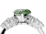 White gold Fancy Green Heart  Cluster Diamond Engagement Ring with Pavé Band and Four-Prong Setting_4