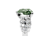 White gold Fancy Green Heart  Cluster Diamond Engagement Ring with Pavé Band and Four-Prong Setting_5