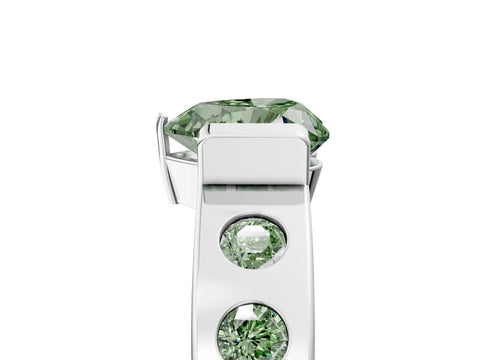 White gold Fancy Green Heart Cut Brilliant Channel-Set Diamond Ring with Bezel Prong Setting_17