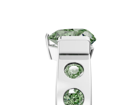 White gold Fancy Green Heart Cut Brilliant Channel-Set Diamond Ring with Bezel Prong Setting_5