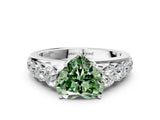 White gold Fancy Green Heart Cut Brilliant Diamond Pavé Band with Six-Prong Setting_12
