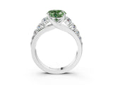 White gold Fancy Green Heart Cut Brilliant Diamond Pavé Band with Six-Prong Setting_15