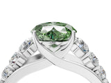 White gold Fancy Green Heart Cut Brilliant Diamond Pavé Band with Six-Prong Setting_16