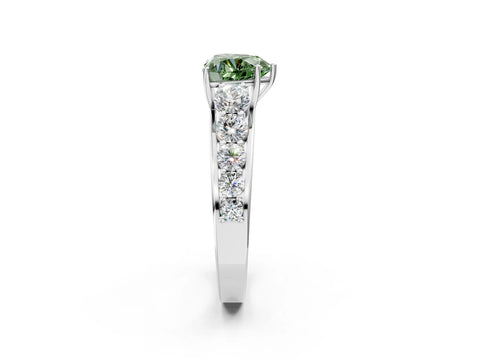 White gold Fancy Green Heart Cut Brilliant Diamond Pavé Band with Six-Prong Setting_2