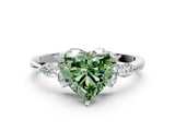 White gold Fancy Green Heart Cut Brilliant Diamond Solitaire Ring with Pear Side Stones and Four-Prong Setting_6