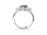 White gold Fancy Green Heart Cut Brilliant Diamond with Cluster Setting on a Beaded Band and Four-Prong Setting_15