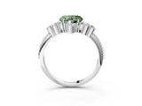 White gold Fancy Green Heart Cut Brilliant Diamond with Cluster Setting on a Beaded Band and Four-Prong Setting_15