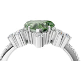 White gold Fancy Green Heart Cut Brilliant Diamond with Cluster Setting on a Beaded Band and Four-Prong Setting_16