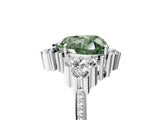 White gold Fancy Green Heart Cut Brilliant Diamond with Cluster Setting on a Beaded Band and Four-Prong Setting_17