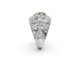 White gold Fancy Green Heart Cut Brilliant Halo Pave Diamond Milgrain Ring_2