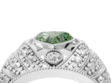 White gold Fancy Green Heart Cut Brilliant Halo Pave Diamond Milgrain Ring_4