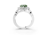 White gold Fancy Green Heart Cut Brilliant Milgrain Pave Heart Band Solitaire Ring_15