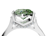 White gold Fancy Green Heart Cut Brilliant Solitaire Diamond Ring with Channel Set Band and Bar Prong Setting_10