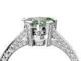 White gold Fancy Green Heart Cut Brilliant Split Shank Pave Solitaire Ring with Four-Prong Setting_4