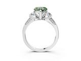 White gold Fancy Green Heart Cut Brilliant Three-Stone Diamond Ring with Pavé Band and Four-Prong Setting_42